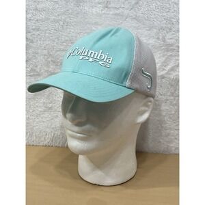 Columbia PFG Mesh Trucker Hat Aqua Teal White Flexfit L/XL Fishing Cap